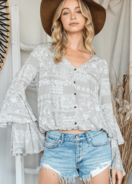 Farrah Double Layered Bell Sleeve Top - Image 4