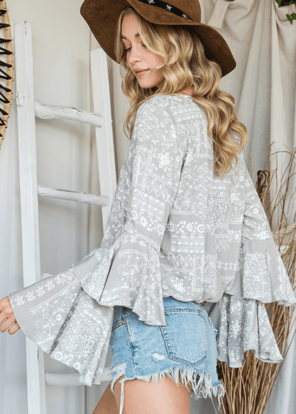 Farrah Double Layered Bell Sleeve Top - Image 2