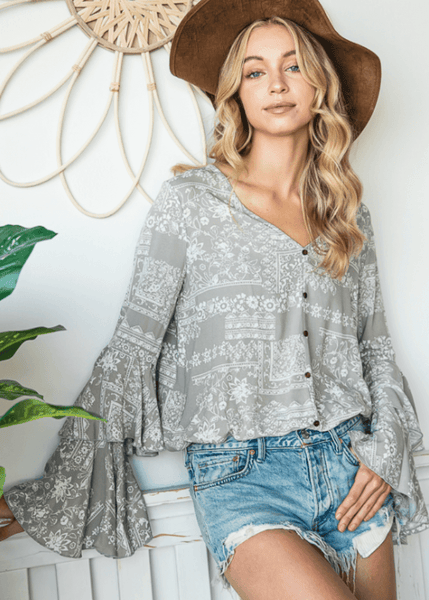 Farrah Double Layered Bell Sleeve Top - Image 5