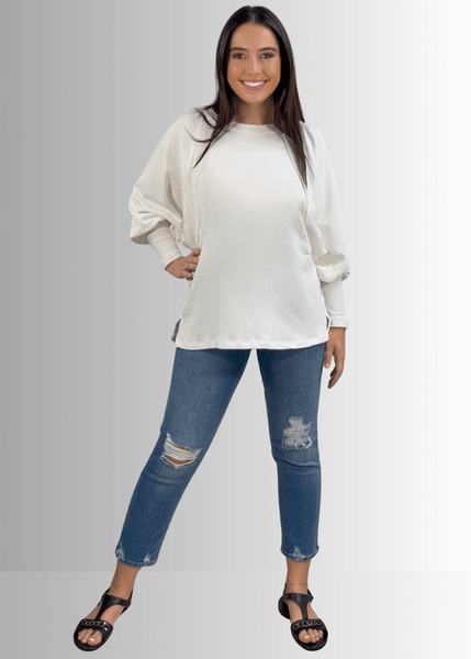 Cotton Blend Oversized French Terry Sweatshirt - Image 3