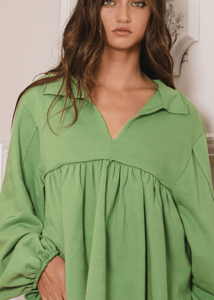 Sage Cotton Bubble Sleeve Sweatshirt - CLEARANCE FINAL SALE - Image 4