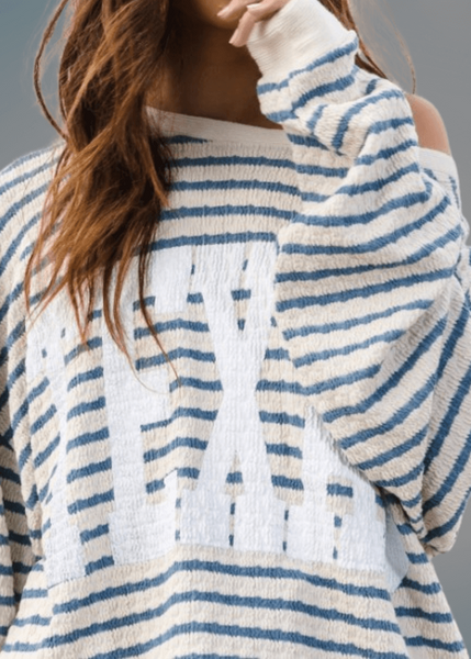 Graphic "TEXAS" Oversized Sweatshirt - Blue - Image 3