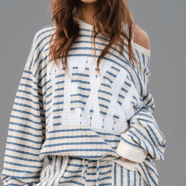 Graphic "TEXAS" Oversized Sweatshirt - Blue