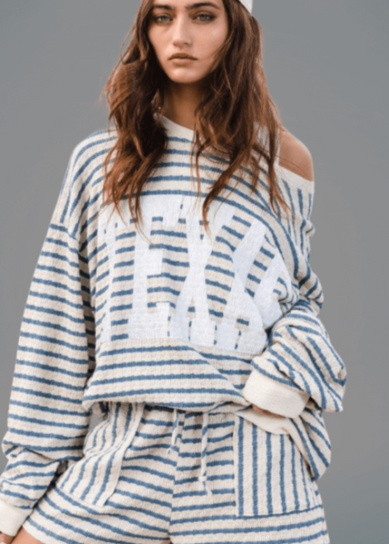 Graphic "TEXAS" Oversized Sweatshirt - Blue