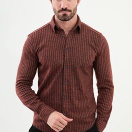 Grosseto Striped Shirt — Tile Brown
