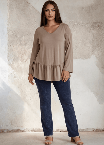Ally Grab and Go Tunic in Plus Size (Taupe) Made in USA - Image 3