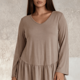 Ally Grab and Go Tunic in Plus Size (Taupe) Made in USA