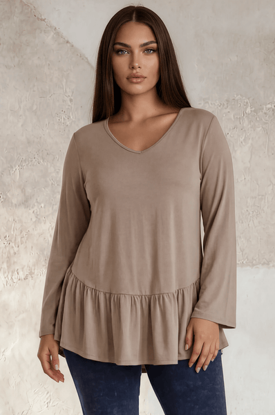 Ally Grab and Go Tunic in Plus Size (Taupe) Made in USA