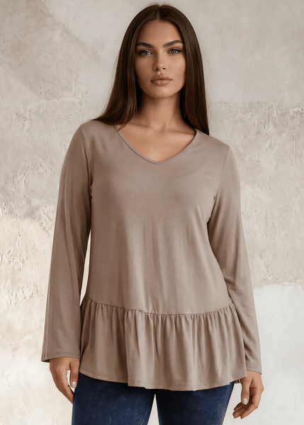Ally Grab and Go Tunic in Plus Size (Taupe) Made in USA - Image 4