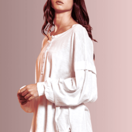 Snap Front Cotton Oversized Casual Top