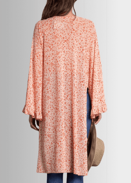 Coral Floral Bell Sleeve Kimono - Clearance Final Sale - Image 3