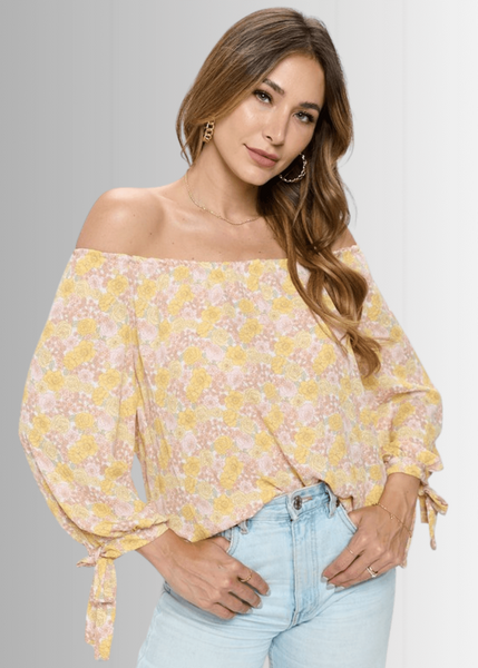 Spring is in the Air Yellow Floral Top CLEARANCE FINAL SALE
