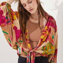 Color Pop Floral Kimono Cardigan Made in USA
