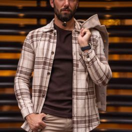 Beıge-Brown Lumberjack Shirt