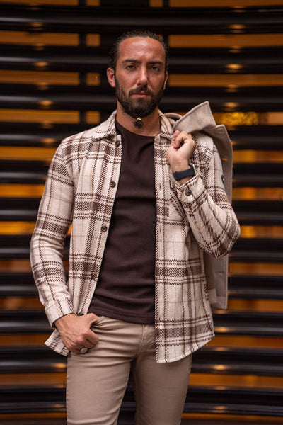 Beıge-Brown Lumberjack Shirt