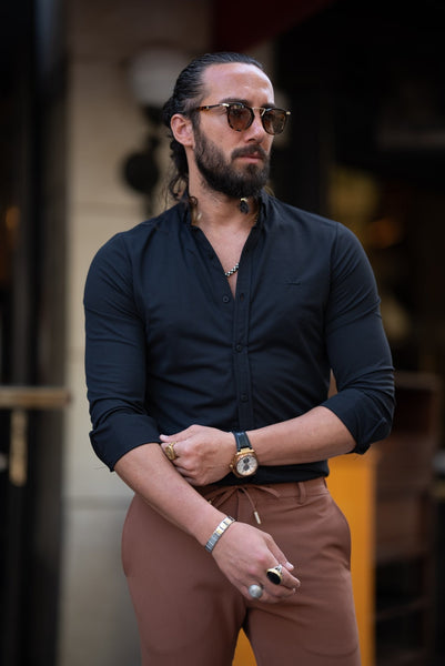 Men's Black Satin Lycra Shirt - Image 3