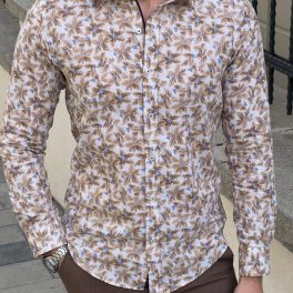 Floral Beige Cotton Shirt