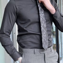 HolloMen Needle Collar Black Shirt