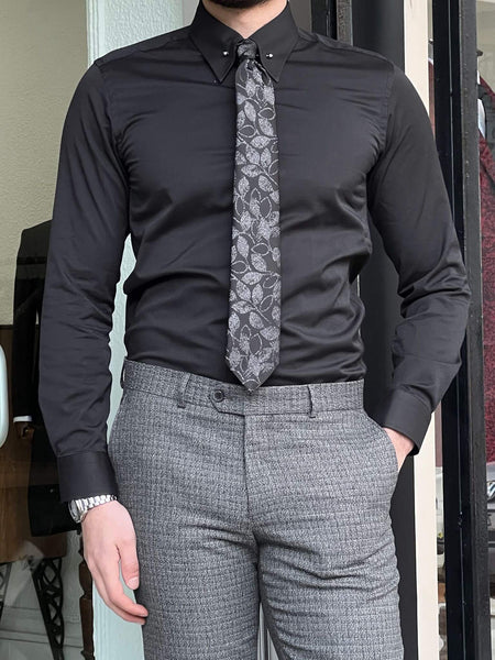 HolloMen Needle Collar Black Shirt - Image 2