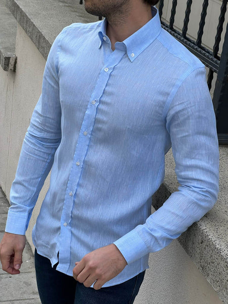 Nevada Blue Linen Shirt - Image 2