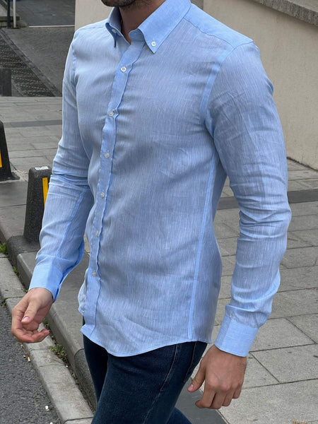 Nevada Blue Linen Shirt - Image 3