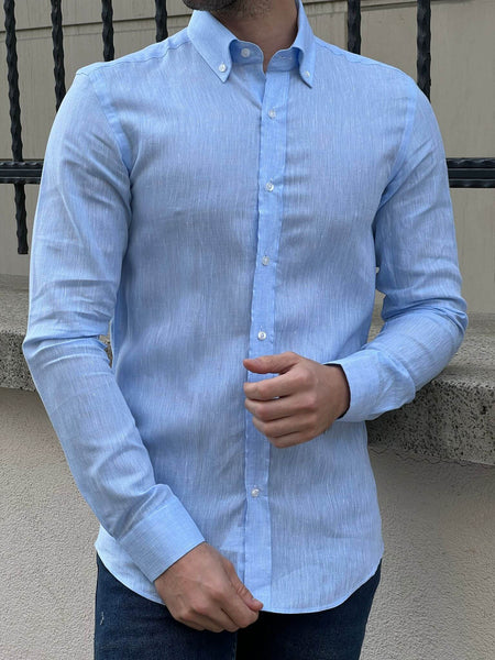 Nevada Blue Linen Shirt - Image 4