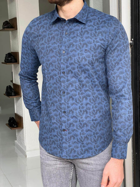 Ottawa Patterned Indigo Shirt - Image 2