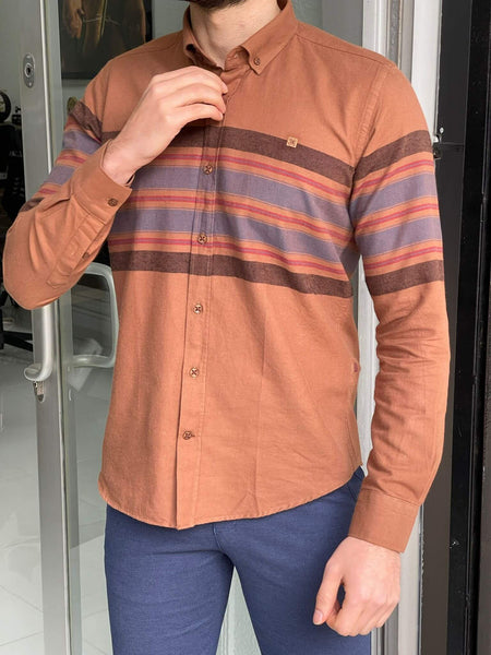 Patterned Camel Long Sleeve Shirt - Image 2