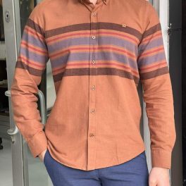 Patterned Camel Long Sleeve Shirt