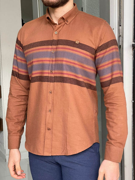 Patterned Camel Long Sleeve Shirt - Image 4