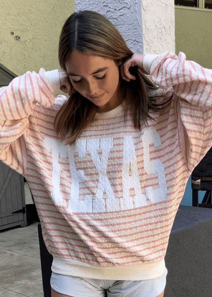 Graphic "TEXAS" Oversized Sweatshirt - Pink