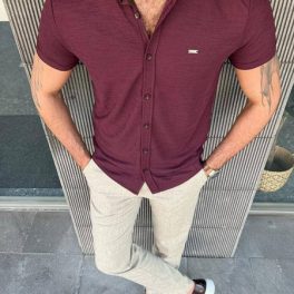 Short Sleeve Burgundy Shirt