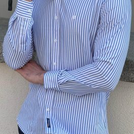 Striped White and Blue Shirt