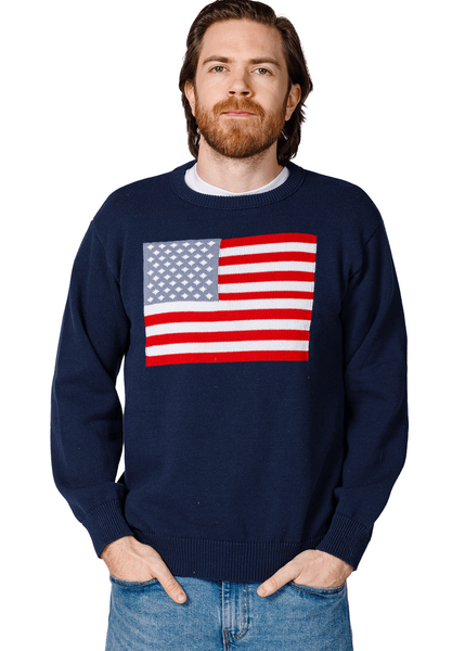 Unisex American Flag Knit Crew - Image 5