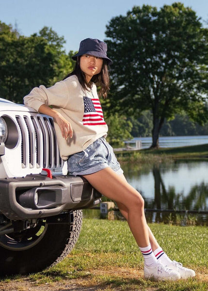 Unisex American Flag Knit Crew - Image 3