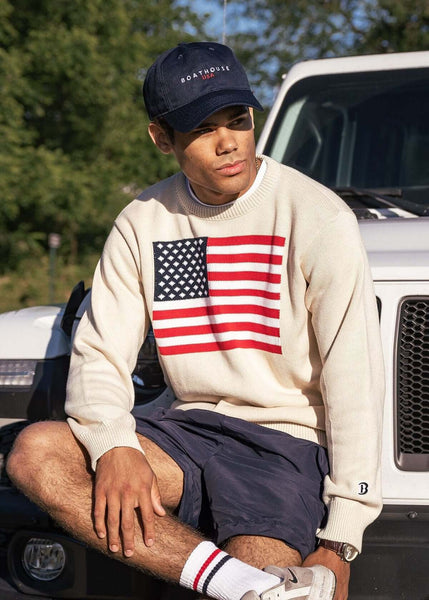 Unisex American Flag Knit Crew - Image 2