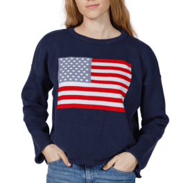 Women's American Flag Knit Cropped Crew