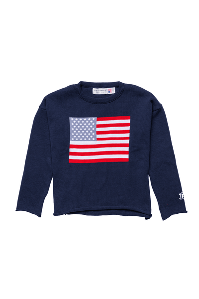 Women's American Flag Knit Cropped Crew - Image 2